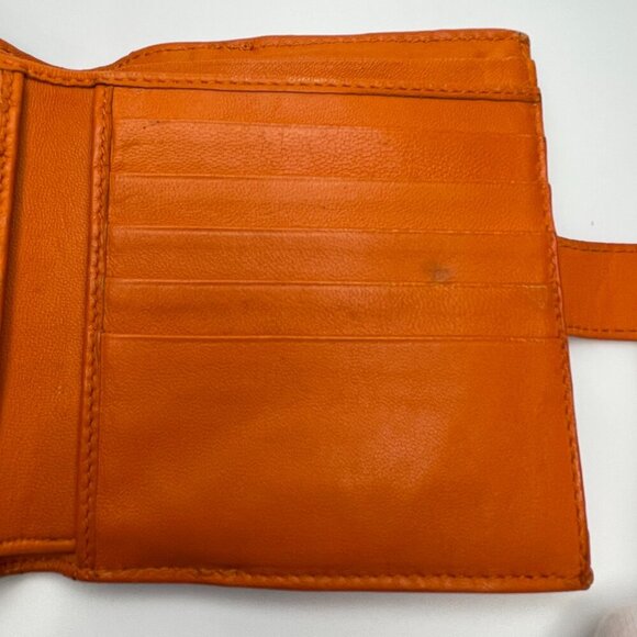 Bottega Veneta Intrecciato Nappa Leather Compact Wallet, Orange - Preowned - Picture 6 of 15